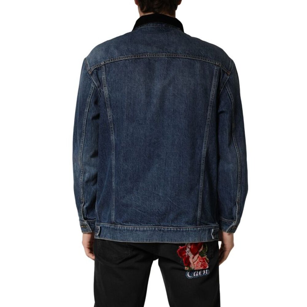 Dolce & Gabbana Black Blue Cotton Denim Blouson Men Men's Jacket - Picture 3 of 6